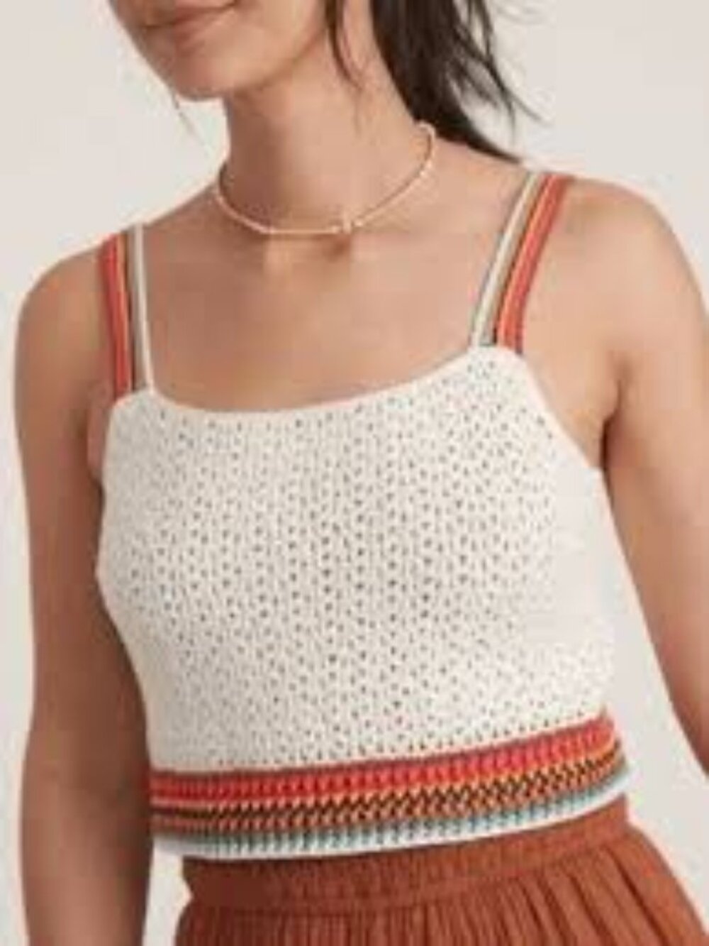 Marine Layer Caro Cropped Crochet Tank Rainbow M